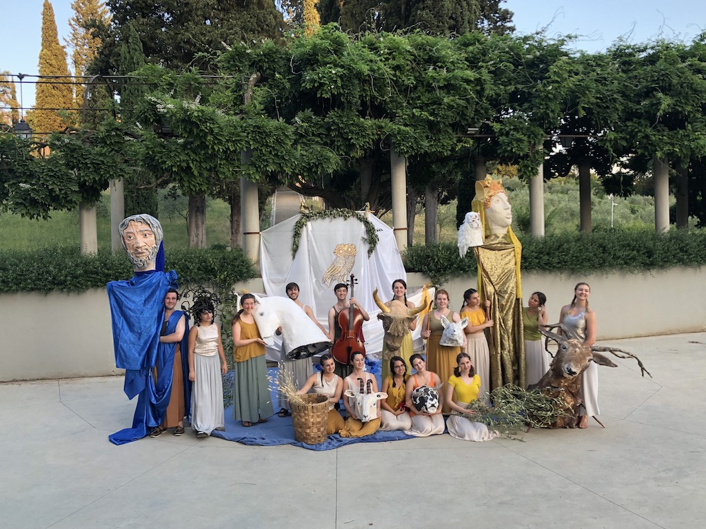 Group photo of the summer 2019 Commedia dell'Arte class in their final presentation costumes